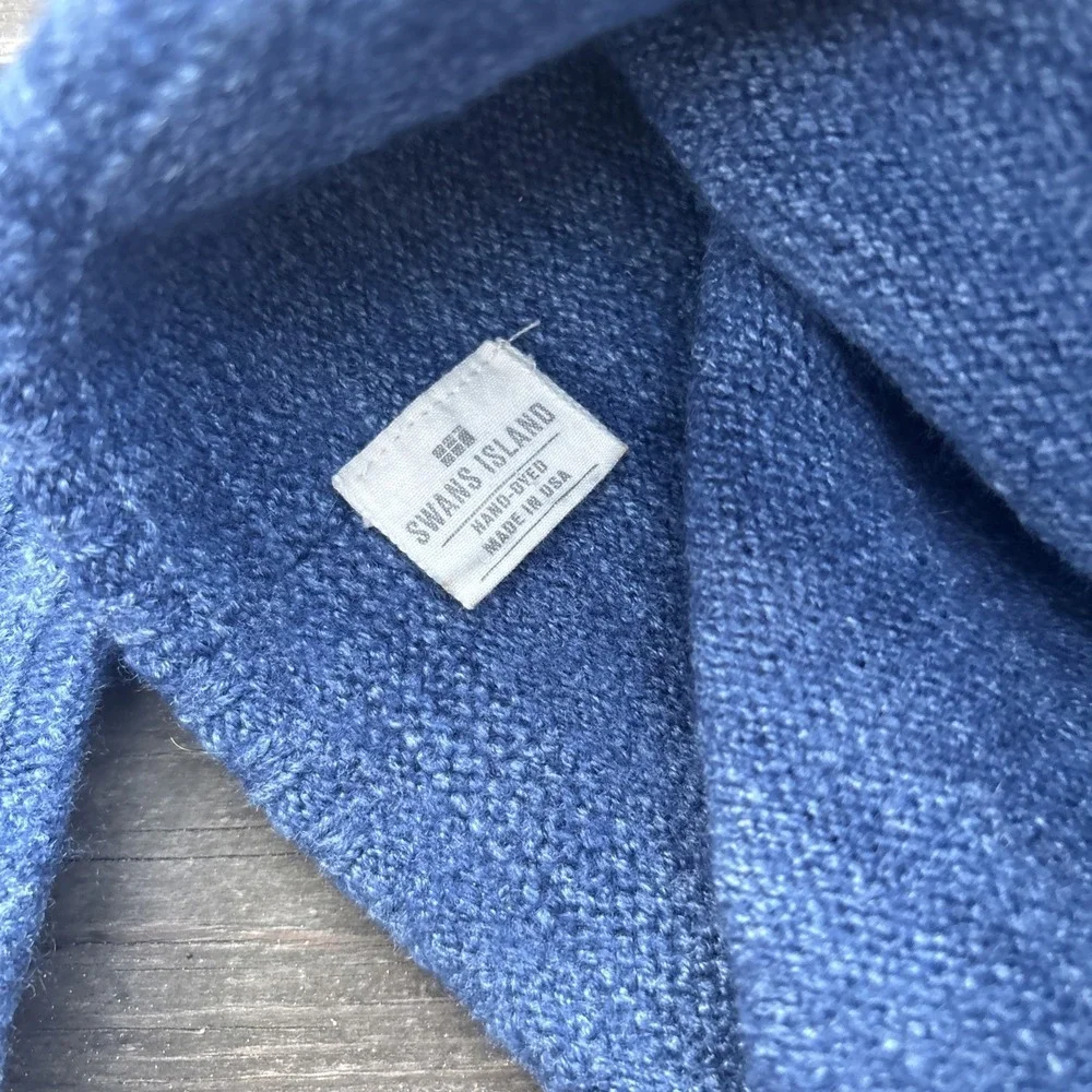 Swans Island hand dyed blue USA Silk Wool fingerless gloves Beanie Hat Cap Knit